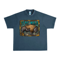 Midnight Navy stay wild aztec bison Urban Heavy Tee - RanaPortraitStore