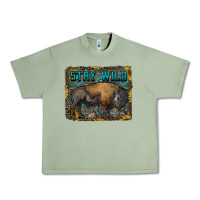 Oil Green stay wild aztec bison Urban Heavy Tee - RanaPortraitStore