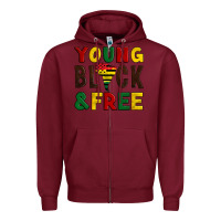 Burgundy young black and free Zipper Hoodie - Artiststas