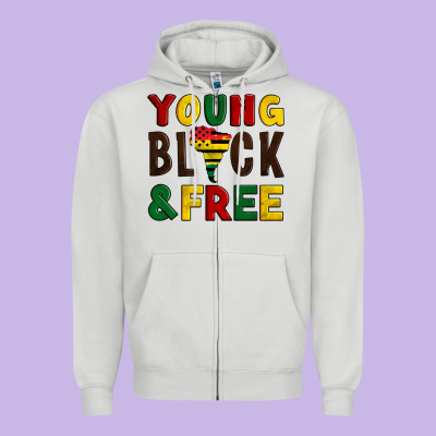 Young Black And Free Zipper Hoodie Designed By Artiststas