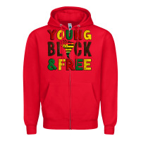 Red young black and free Zipper Hoodie - Artiststas