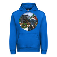 Cobalt Black Angus Cattle and Calf Christmas Urban Hoodie - RanaPortraitStore
