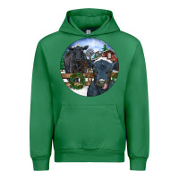 Emerald Black Angus Cattle and Calf Christmas Urban Hoodie - RanaPortraitStore