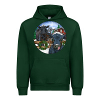 Forest Green Black Angus Cattle and Calf Christmas Urban Hoodie - RanaPortraitStore