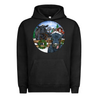 Pigment Black Black Angus Cattle and Calf Christmas Urban Hoodie - RanaPortraitStore