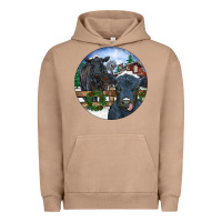 Pigment Burro Black Angus Cattle and Calf Christmas Urban Hoodie - RanaPortraitStore
