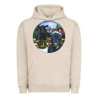 Pigment French Oak Black Angus Cattle and Calf Christmas Urban Hoodie - RanaPortraitStore