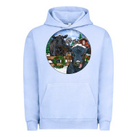 Pigment Grape Ice Black Angus Cattle and Calf Christmas Urban Hoodie - RanaPortraitStore