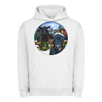 Pigment Lunar Rock Black Angus Cattle and Calf Christmas Urban Hoodie - RanaPortraitStore