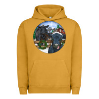 Pigment Peanut Butter Black Angus Cattle and Calf Christmas Urban Hoodie - RanaPortraitStore