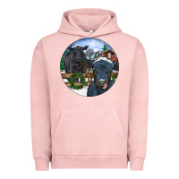 Pigment Salmon Black Angus Cattle and Calf Christmas Urban Hoodie - RanaPortraitStore