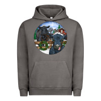 Pigment Tornado Black Angus Cattle and Calf Christmas Urban Hoodie - RanaPortraitStore