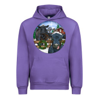 Tulip Black Angus Cattle and Calf Christmas Urban Hoodie - RanaPortraitStore