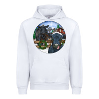 White Black Angus Cattle and Calf Christmas Urban Hoodie - RanaPortraitStore