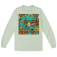 Matcha bull skull cross seamless pattern Long Sleeve Tee - HRA Design Shop