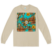 Mushroom bull skull cross seamless pattern Long Sleeve Tee - HRA Design Shop