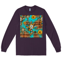 Plum bull skull cross seamless pattern Long Sleeve Tee - HRA Design Shop