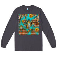 Smoke bull skull cross seamless pattern Long Sleeve Tee - HRA Design Shop