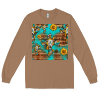 Toasted Coconut bull skull cross seamless pattern Long Sleeve Tee - HRA Design Shop