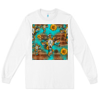 White bull skull cross seamless pattern Long Sleeve Tee - HRA Design Shop