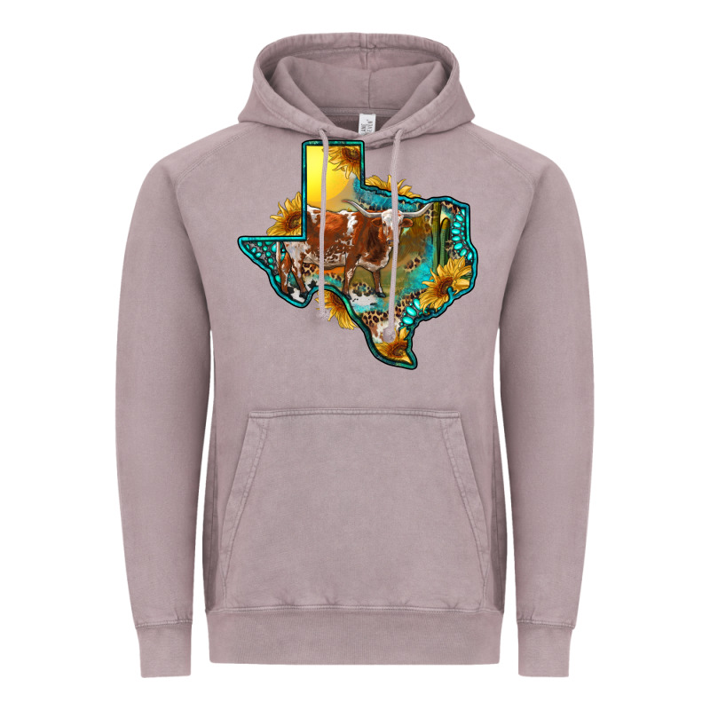 Western Texas Map With Longhorn Bull Vintage Hoodie by RanaPortraitStore | Teevron