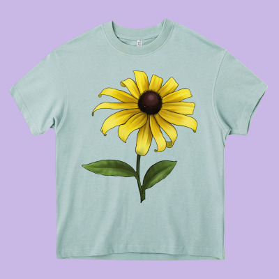 Black Eyed Susan Flower Illustrations Heavy Core Tee Designed By Lillyallendesigns