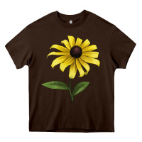 Chocolate Brown Black Eyed Susan Flower Illustrations Heavy Core Tee - LillyAllenDesigns