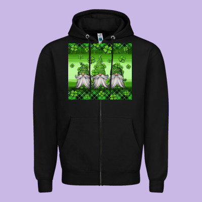 St Patricks Gnomes Zipper Hoodie Designed By Jasminsmagicworld