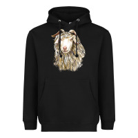 Black Angora Goat Face Heavyweight Hoodie - LillyAllenDesigns