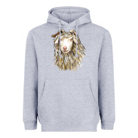 Heather Grey Angora Goat Face Heavyweight Hoodie - LillyAllenDesigns