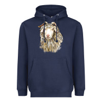 Navy Angora Goat Face Heavyweight Hoodie - LillyAllenDesigns