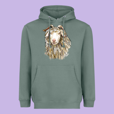 Angora Goat Face Heavyweight Hoodie Designed By Lillyallendesigns