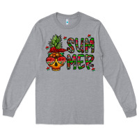 Heather Grey summer vibes Long Sleeve Tee - CowhideDigitalArt