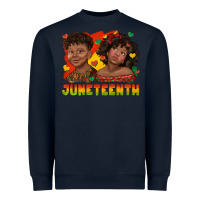 Navy juneteenth with afro black kids Heavyweight Sweatshirt - texasbilliewilder