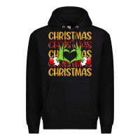 Black christmas grinch heart hands Premium Hoodie - MaliasSmallBusiness