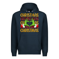 Navy christmas grinch heart hands Premium Hoodie - MaliasSmallBusiness