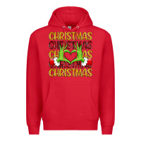 Red christmas grinch heart hands Premium Hoodie - MaliasSmallBusiness
