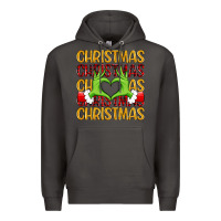 Smoke christmas grinch heart hands Premium Hoodie - MaliasSmallBusiness