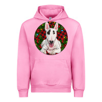Fuchsia Pink Christmas Bull Terrier Urban Hoodie - RanaPortraitStore