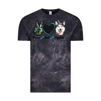 Cloud Black peace love huskies Vintage Tee - RanaPortraitStore