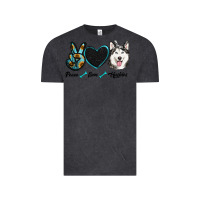 Vintage Black peace love huskies Vintage Tee - RanaPortraitStore