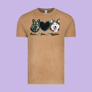Peace Love Huskies Vintage Tee Designed By Ranaportraitstore