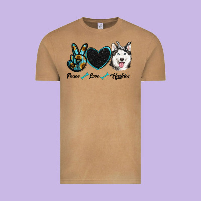 Peace Love Huskies Vintage Tee Designed By Ranaportraitstore