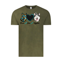 Vintage Olive peace love huskies Vintage Tee - RanaPortraitStore