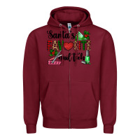 Burgundy santa's favorite nail tech Zipper Hoodie - AdoDesignShop