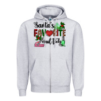 Heather Grey santa's favorite nail tech Zipper Hoodie - AdoDesignShop