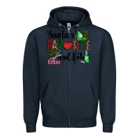 Navy santa's favorite nail tech Zipper Hoodie - AdoDesignShop
