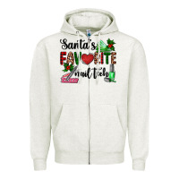 Oatmeal Heather santa's favorite nail tech Zipper Hoodie - AdoDesignShop