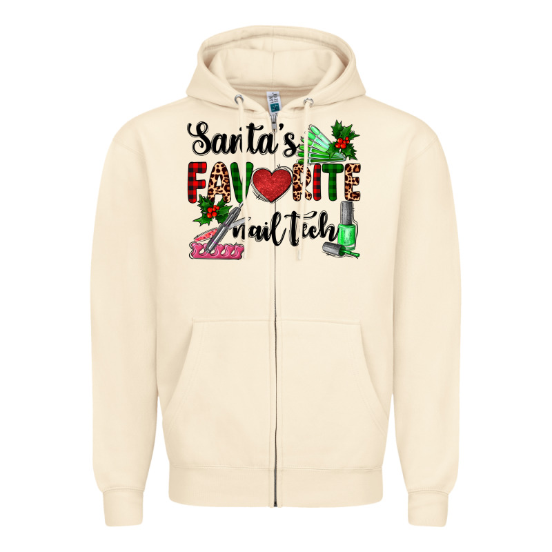Santa's Favorite Nail Tech Zipper Hoodie by AdoDesignShop | Teevron