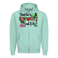 Seafoam santa's favorite nail tech Zipper Hoodie - AdoDesignShop